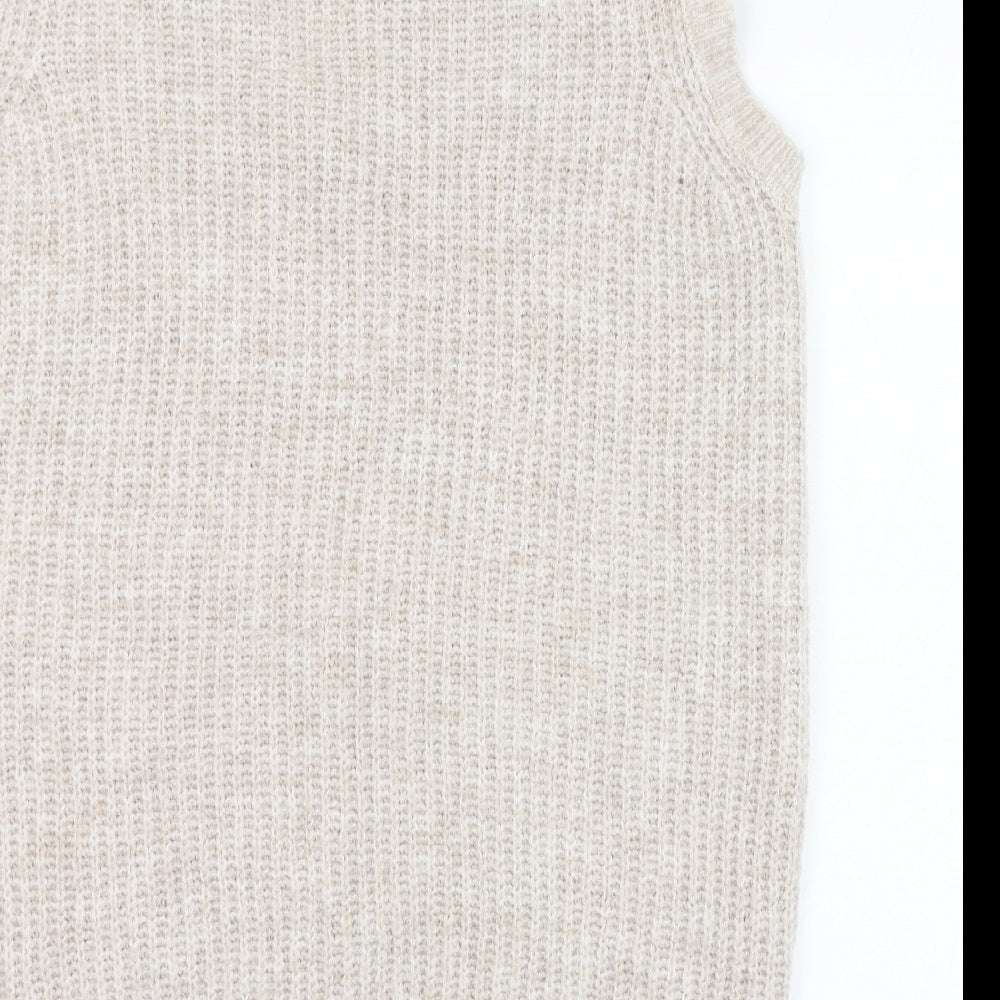 Dunnes Stores Womens Beige V-Neck  Polyester Vest Jumper Size M