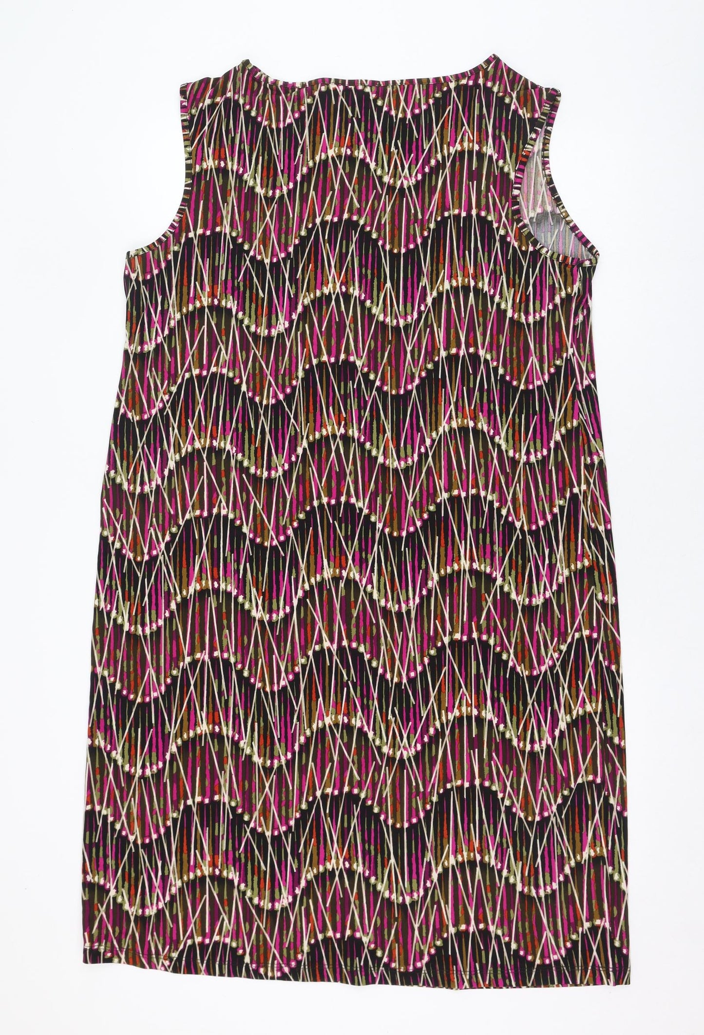 kIM & Co Womens Black Geometric Polyester Tank Dress  Size 2XL  Round Neck Pullover