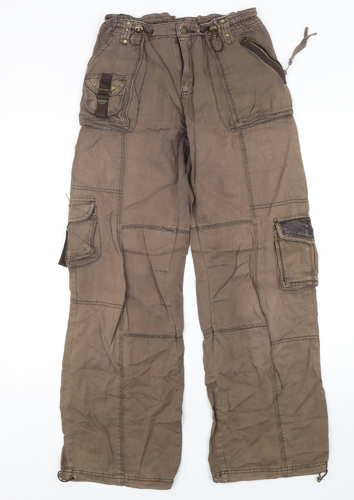 Dorothy Perkins Womens Brown  Cotton Cargo Trousers Size 10 L30 in Regular