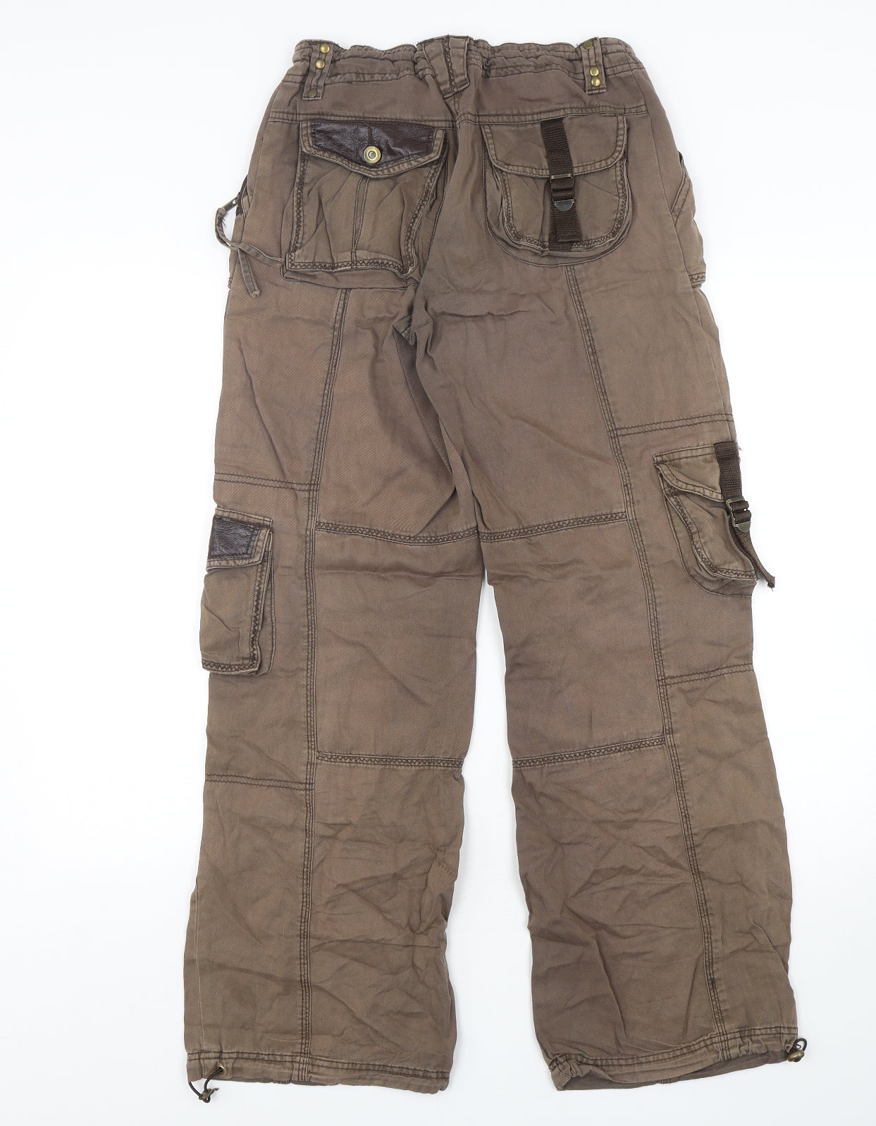 Dorothy Perkins Womens Brown  Cotton Cargo Trousers Size 10 L30 in Regular