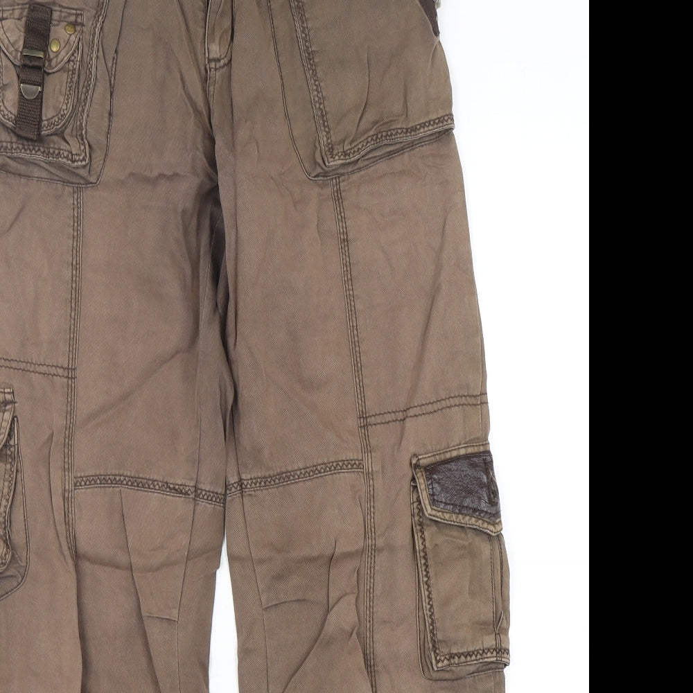 Dorothy Perkins Womens Brown  Cotton Cargo Trousers Size 10 L30 in Regular