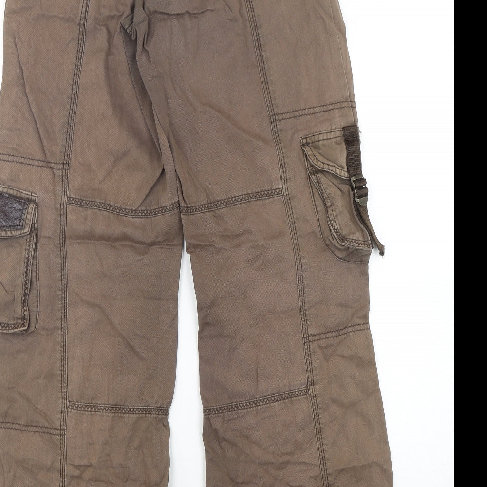 Dorothy Perkins Womens Brown  Cotton Cargo Trousers Size 10 L30 in Regular