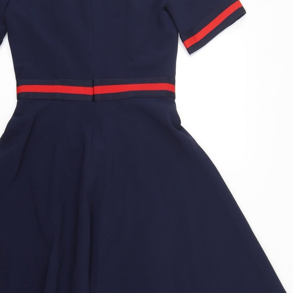 Nissa Womens Blue  Polyester Fit & Flare  Size 8  V-Neck