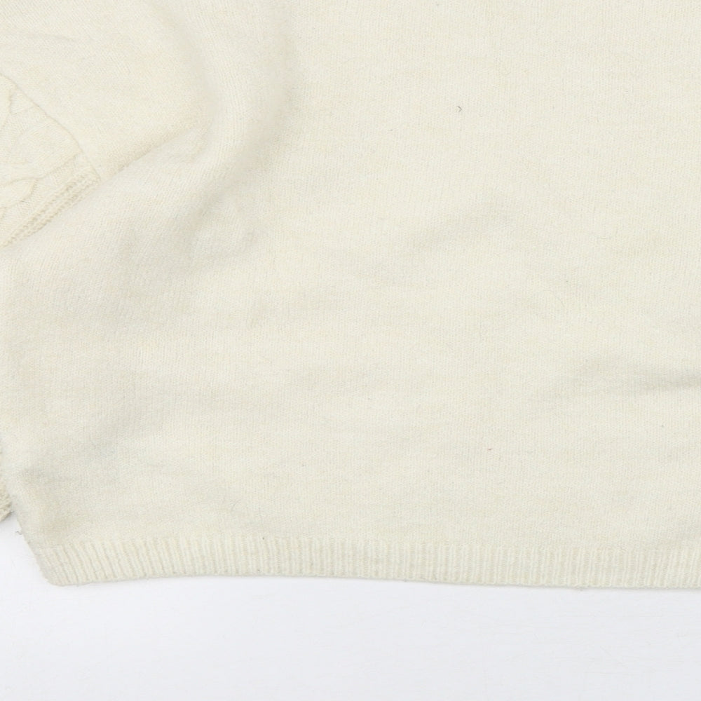 Topshop Womens Beige Round Neck  Acrylic Pullover Jumper Size S