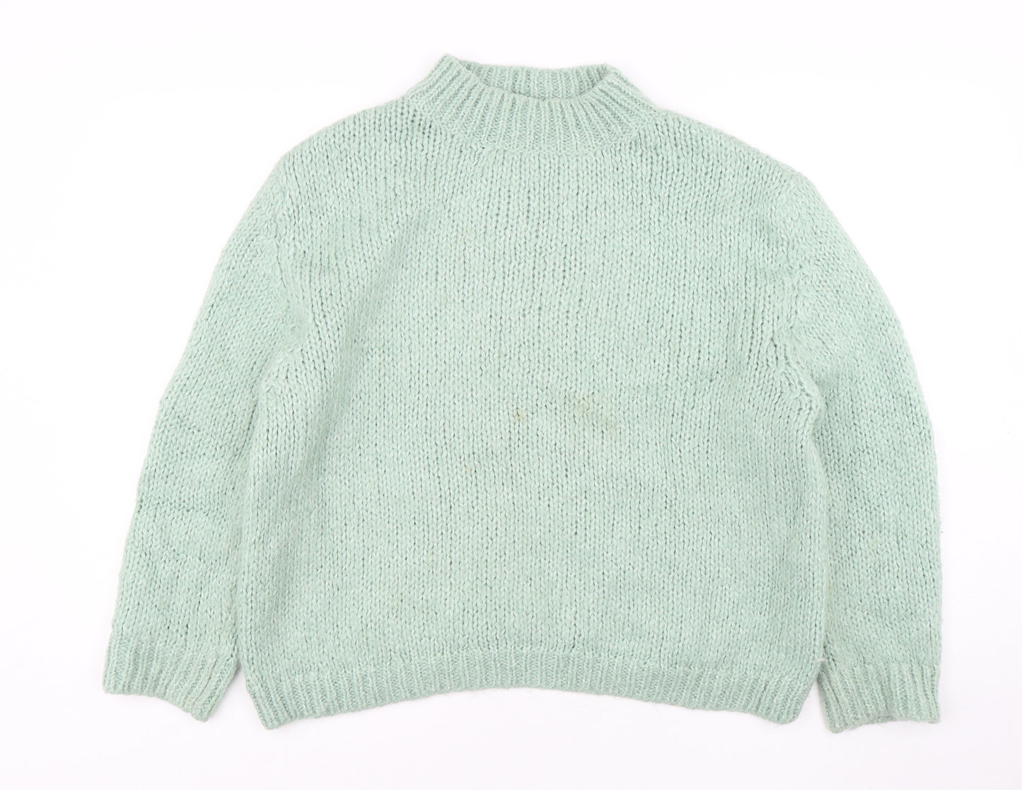Zara Womens Green Mock Neck  Acrylic Pullover Jumper Size S