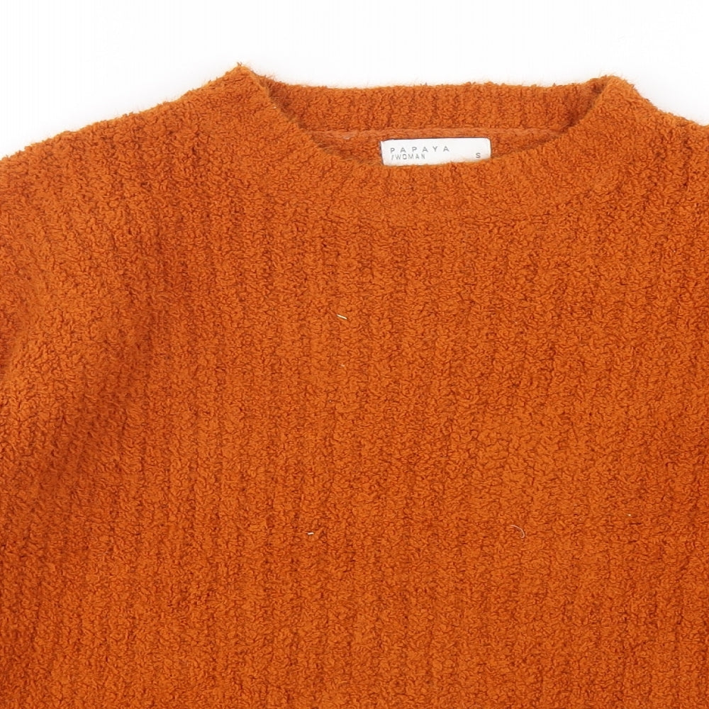 Papaya Womens Brown Round Neck  Polyester Pullover Jumper Size S