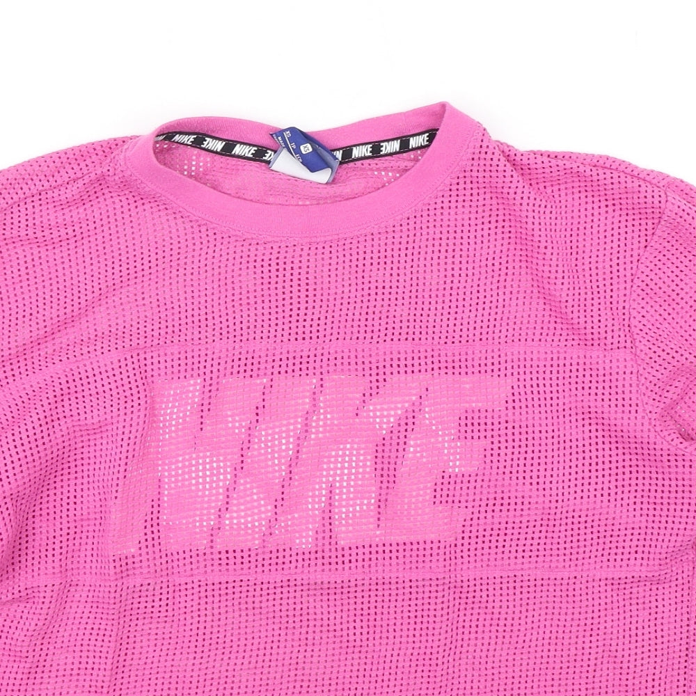 Nike Womens Pink  Polyester Basic T-Shirt Size XS Round Neck Pullover