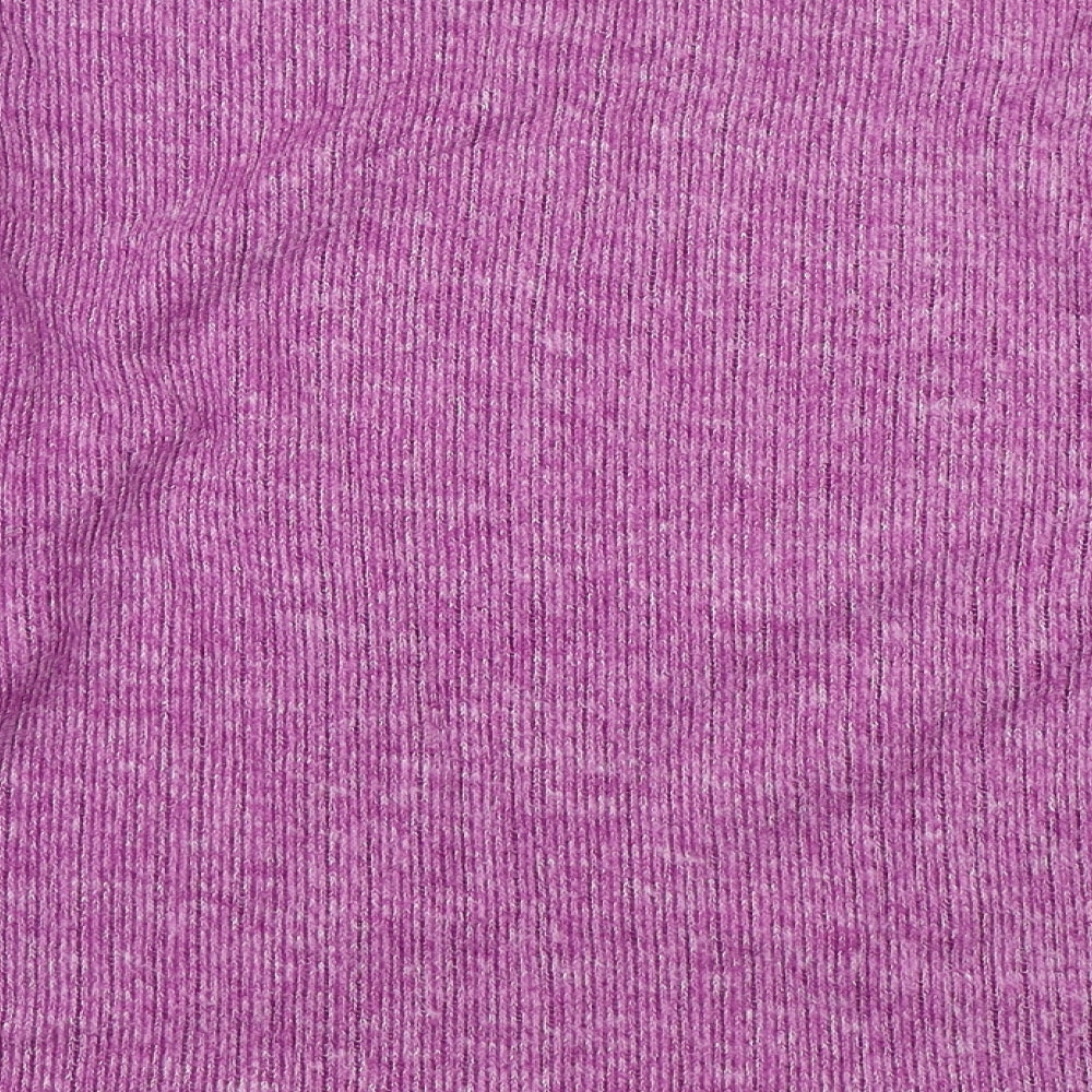 Zara Womens Purple Mock Neck  Cotton Pullover Jumper Size M