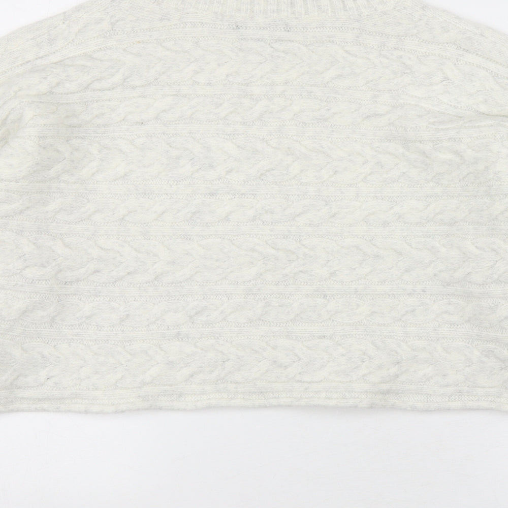 New Look Womens Grey Mock Neck  Acrylic Pullover Jumper Size M   - Cropped