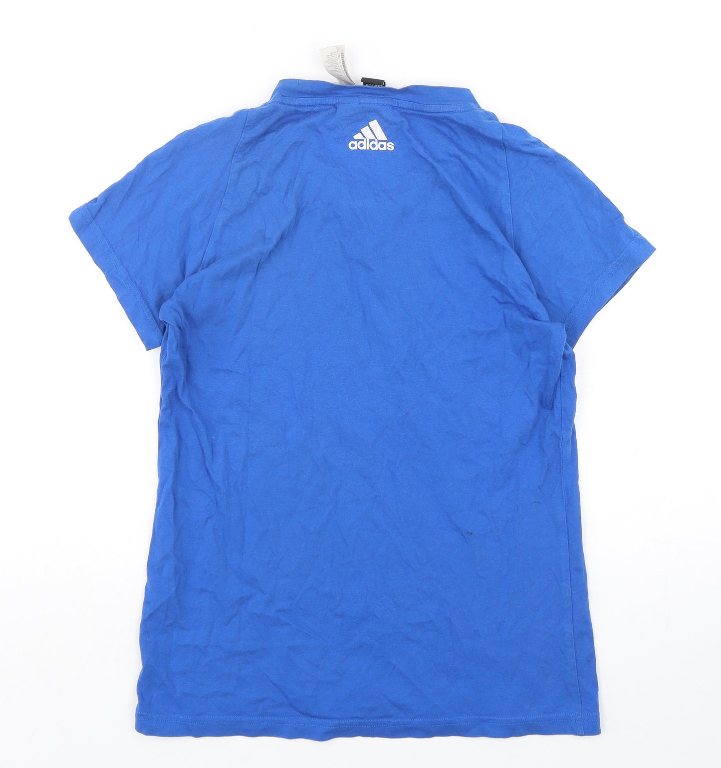 adidas Womens Blue  Cotton Basic T-Shirt Size 8 Round Neck