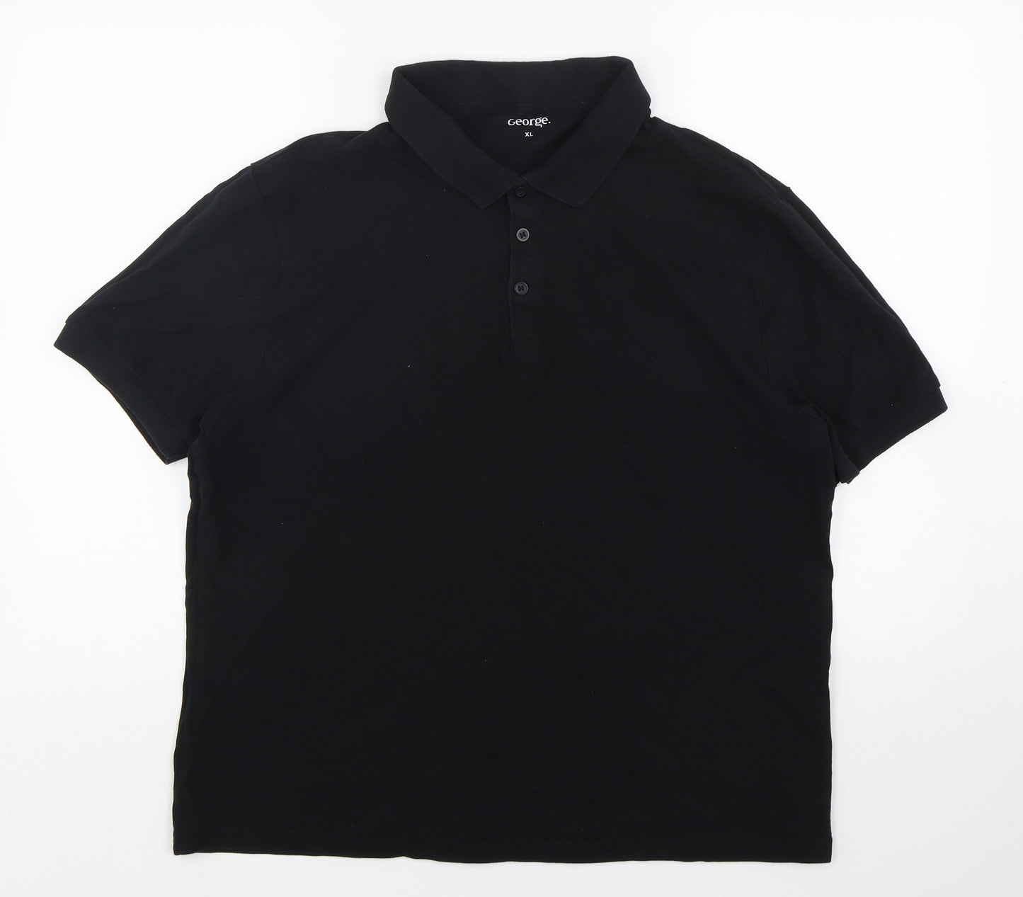 George Mens Black  Cotton  Polo Size XL Collared