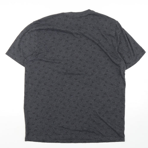 PEP&CO Mens Grey Geometric Cotton  T-Shirt Size XL Round Neck