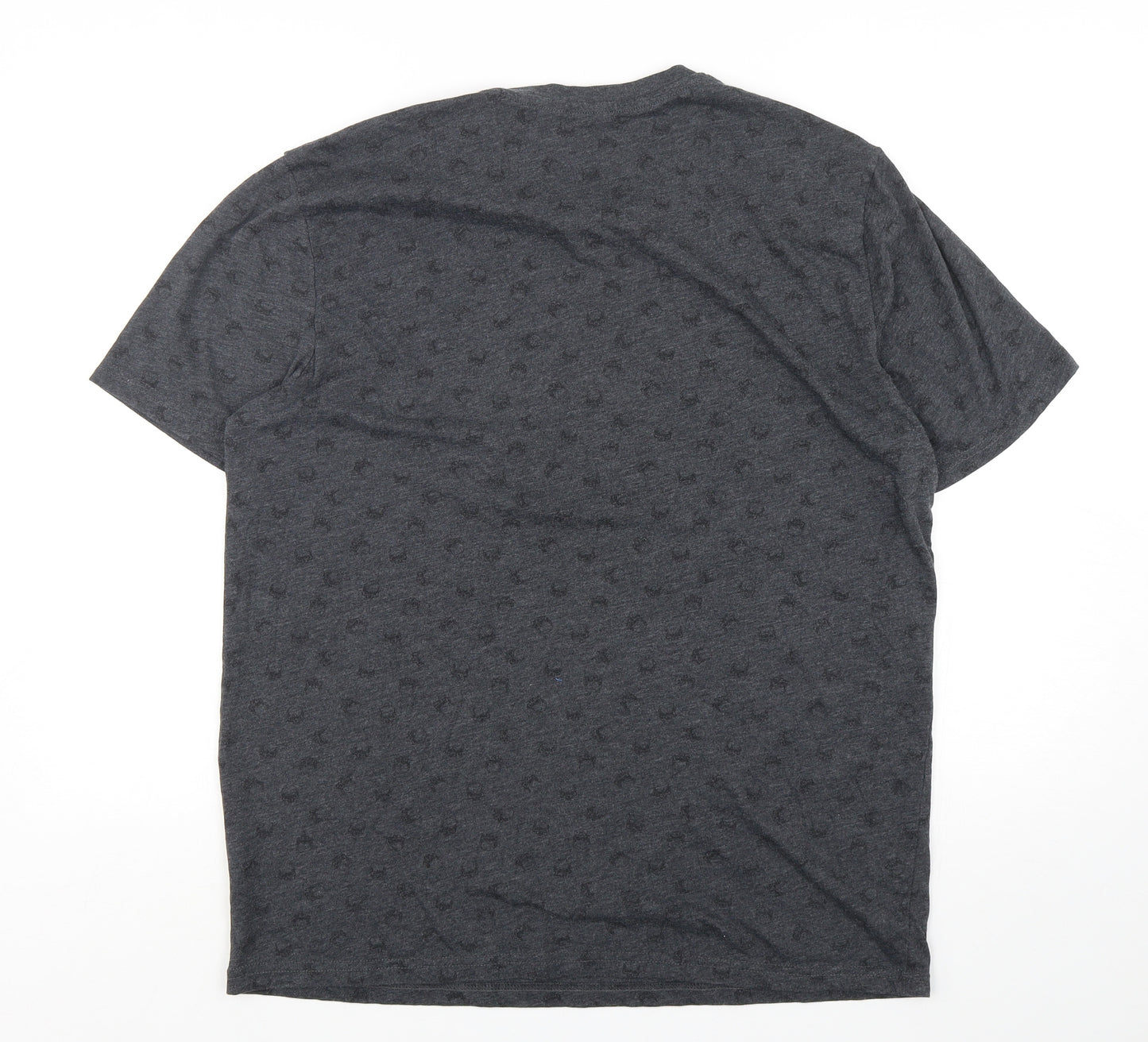 PEP&CO Mens Grey Geometric Cotton  T-Shirt Size XL Round Neck