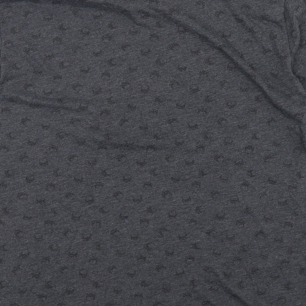 PEP&CO Mens Grey Geometric Cotton  T-Shirt Size XL Round Neck