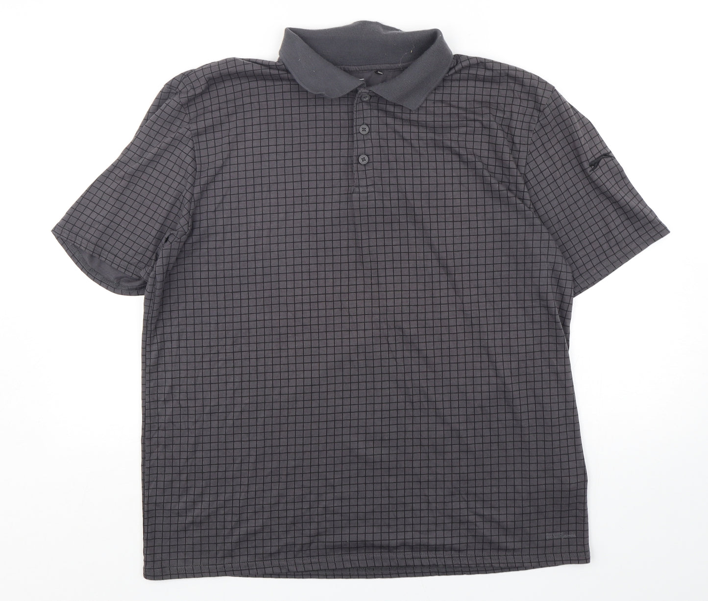 Slazenger Mens Grey Check Polyester  Polo Size XL Collared