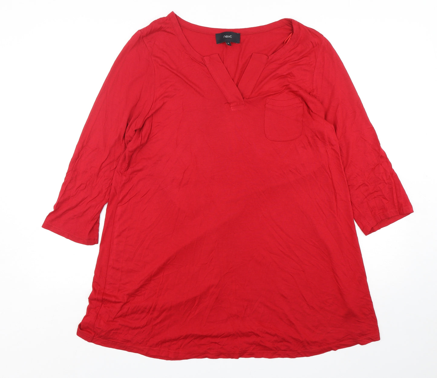 NEXT Womens Red  Viscose T-Shirt Dress  Size 16  V-Neck