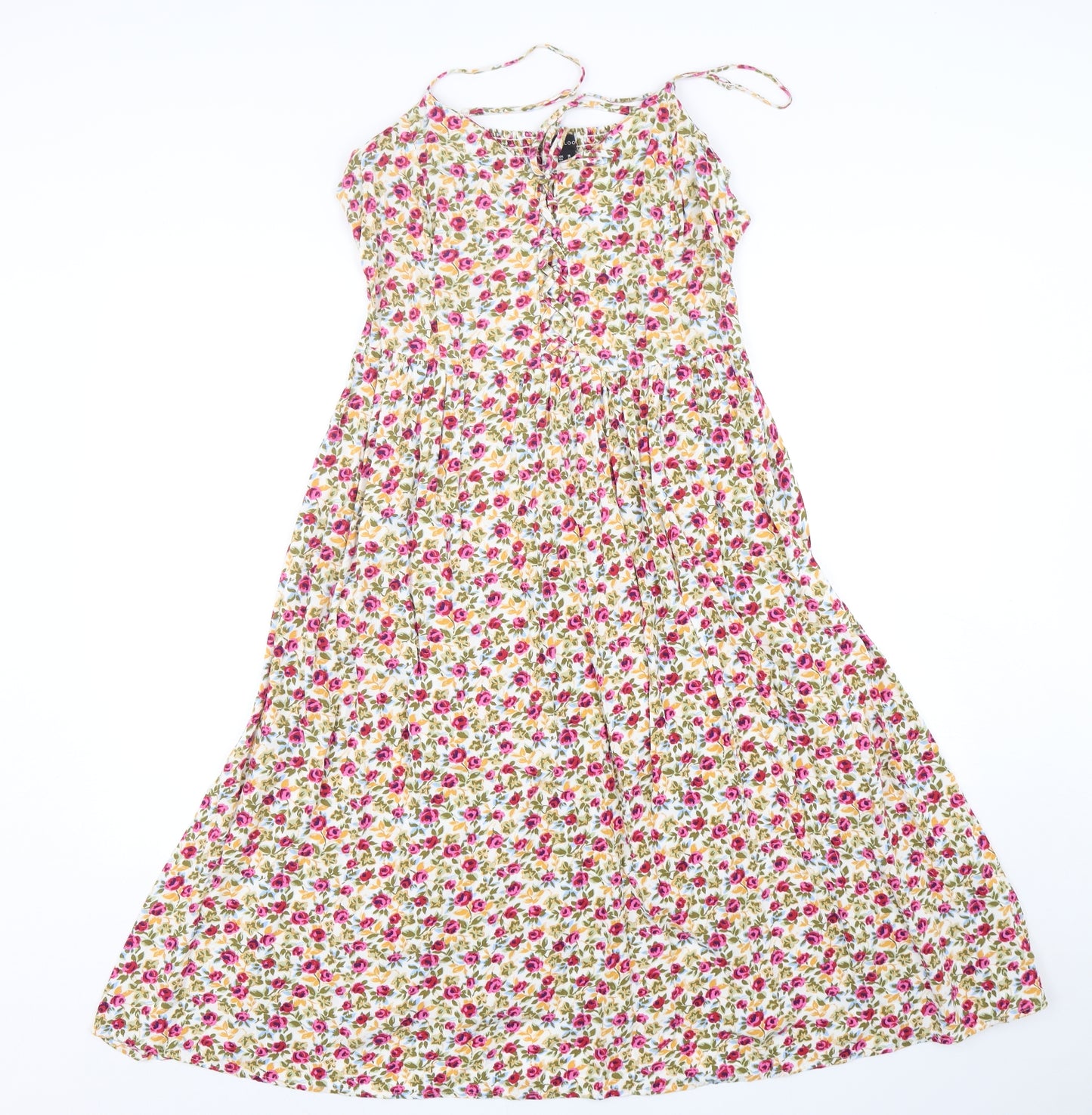 New Look Womens Multicoloured Floral Viscose A-Line  Size 18  V-Neck