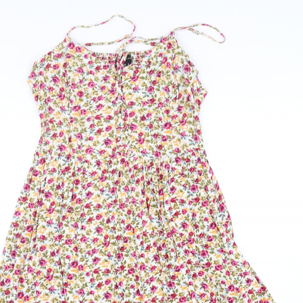 New Look Womens Multicoloured Floral Viscose A-Line  Size 18  V-Neck