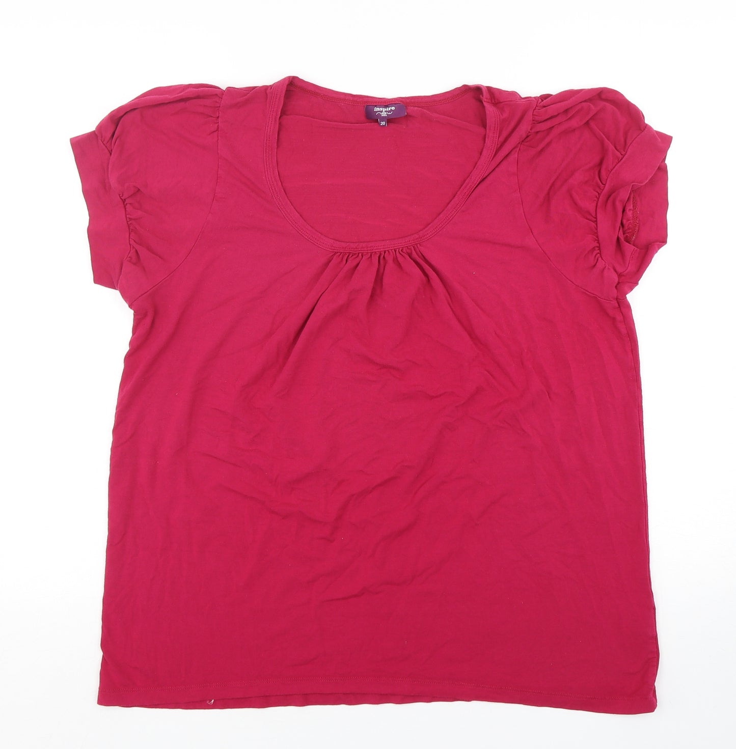 New Look Womens Pink  Viscose Basic T-Shirt Size 20 Round Neck