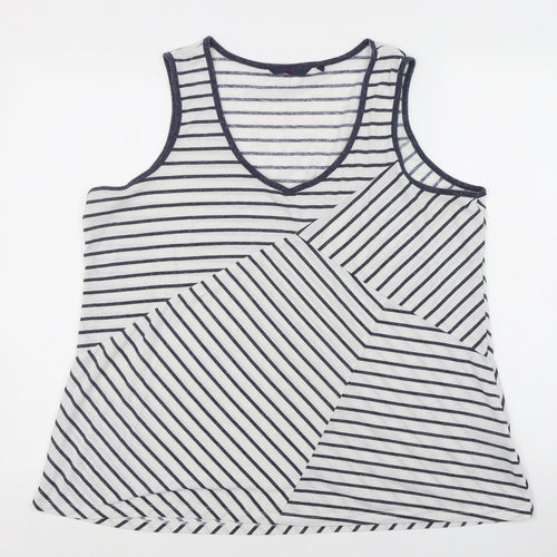NEXT Womens Multicoloured Striped Polyester Basic Tank Size 20 V-Neck