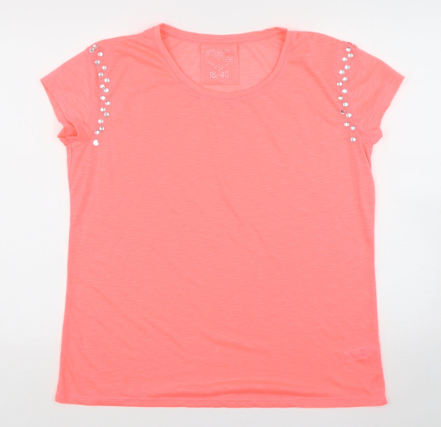 Dunnes Stores Womens Pink  Polyester Basic T-Shirt Size 18 Round Neck