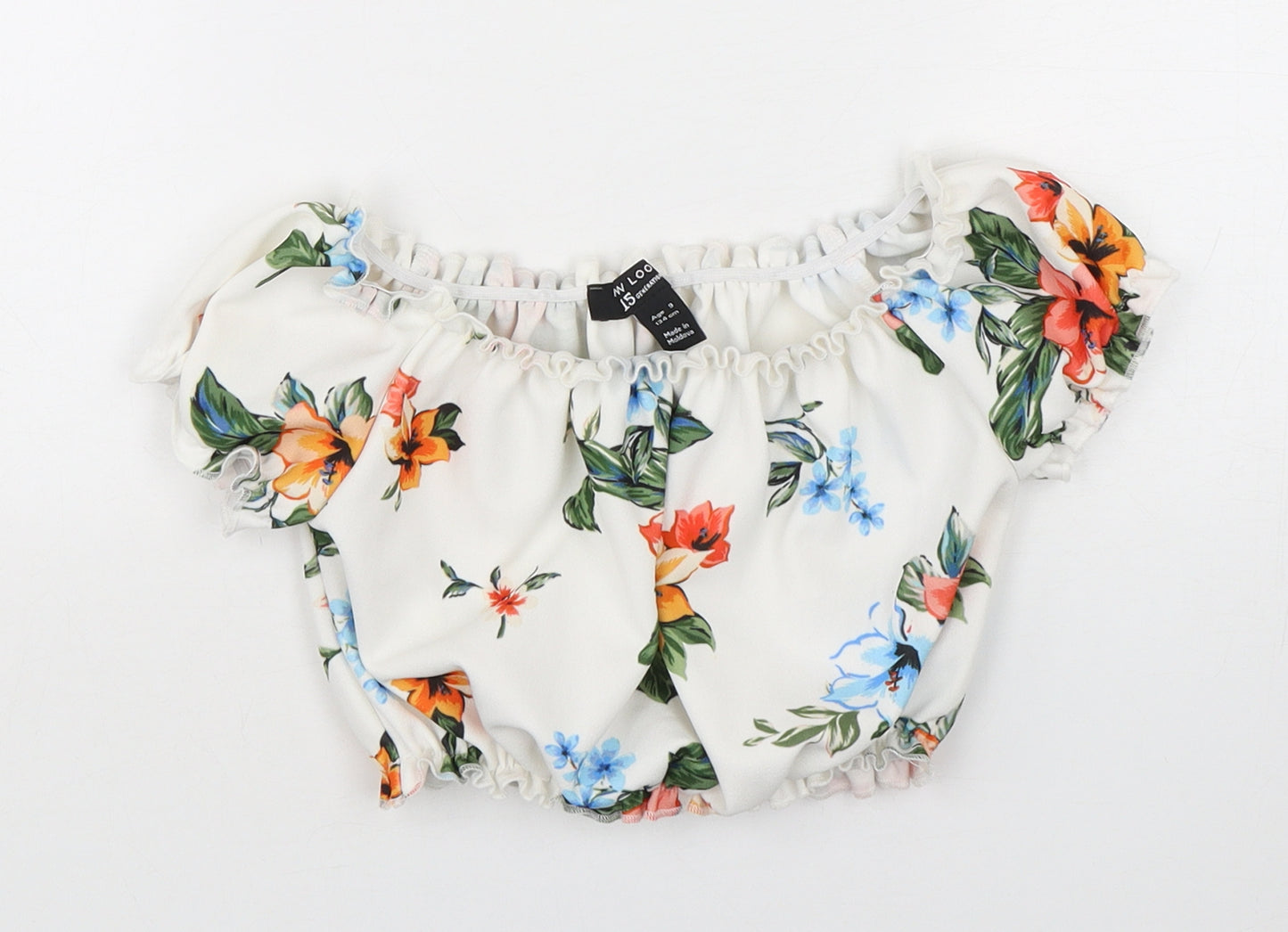 New Look Girls Multicoloured Floral Polyester Basic Blouse Size 9 Years Off the Shoulder