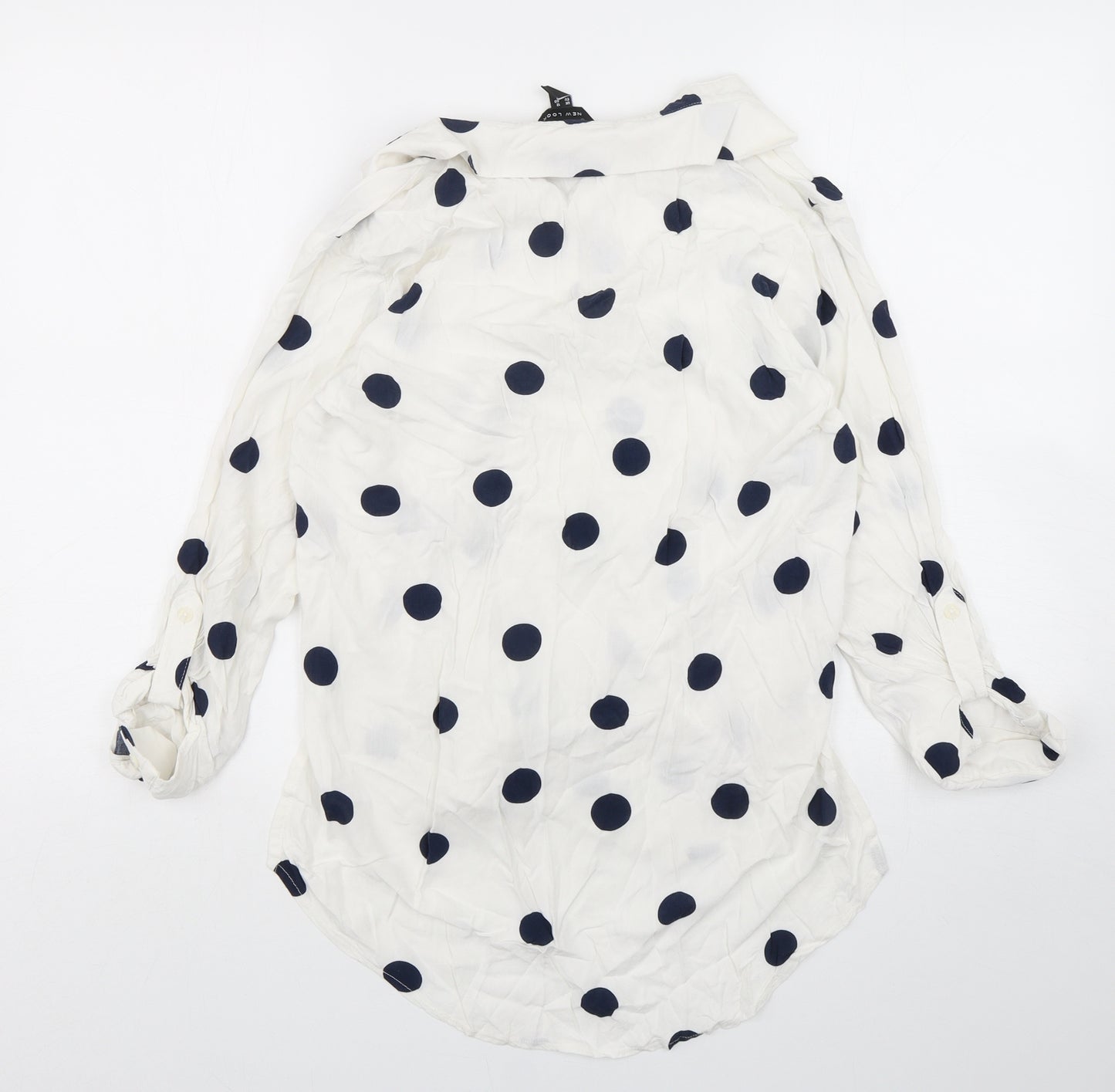 New Look Womens Multicoloured Polka Dot Polyester Basic Blouse Size 12 Collared