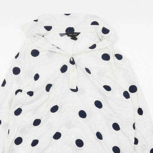 New Look Womens Multicoloured Polka Dot Polyester Basic Blouse Size 12 Collared