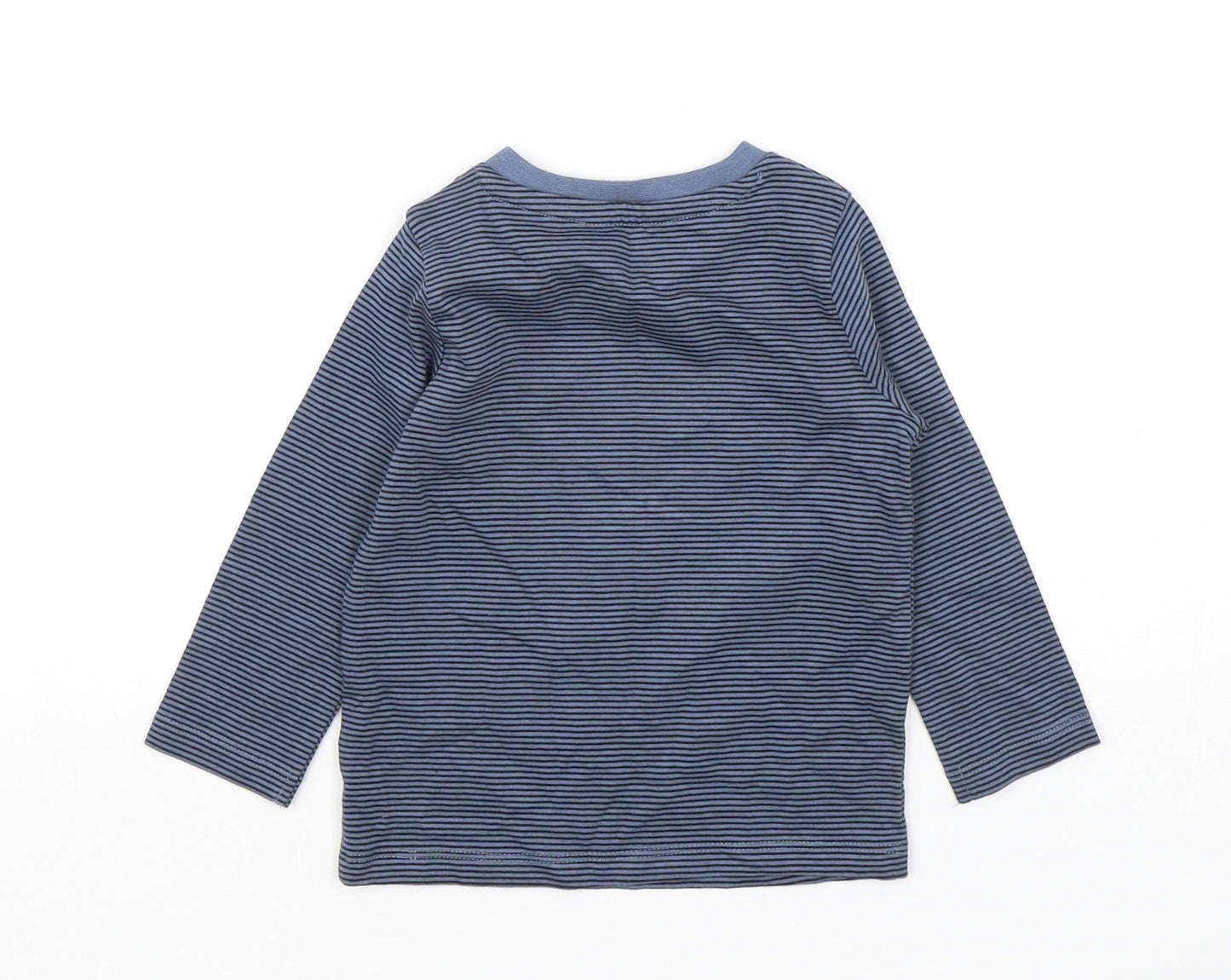 F&F Boys Multicoloured Striped Polyester Basic T-Shirt Size 9-12 Months Round Neck