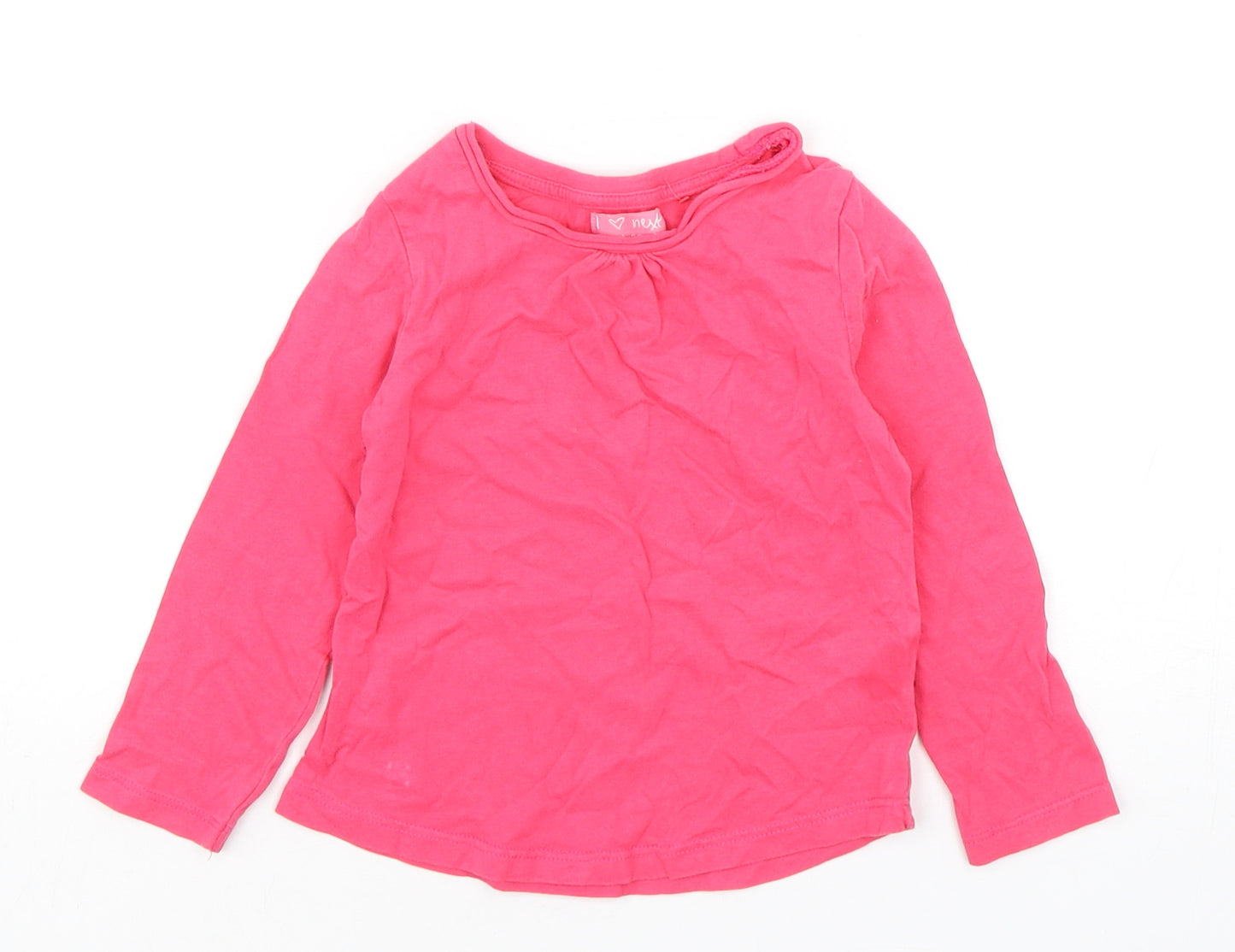 NEXT Girls Pink  Cotton Basic T-Shirt Size 12-18 Months Round Neck