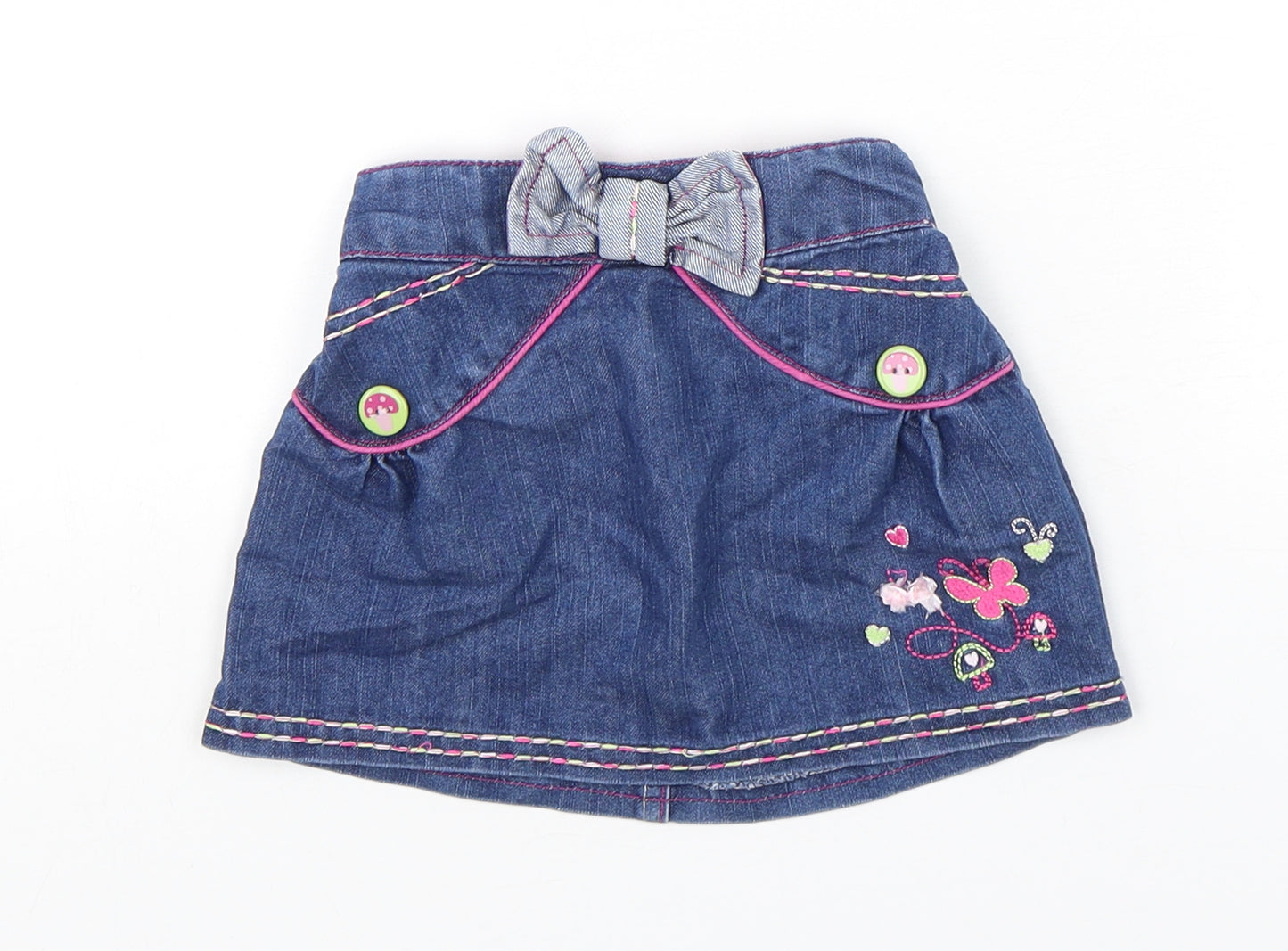 Dunnes Stores Girls Blue Floral Cotton A-Line Skirt Size 12-18 Months