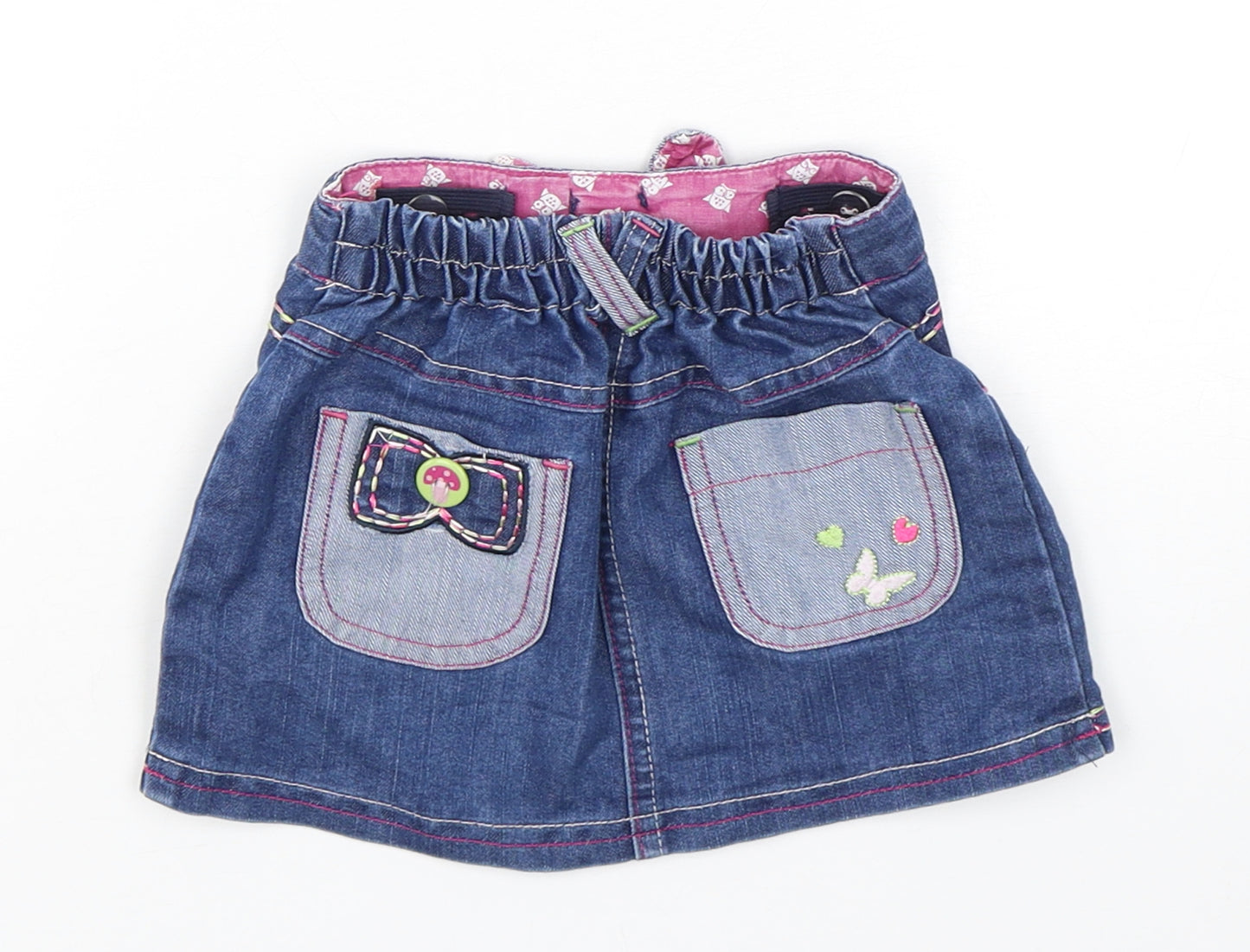 Dunnes Stores Girls Blue Floral Cotton A-Line Skirt Size 12-18 Months