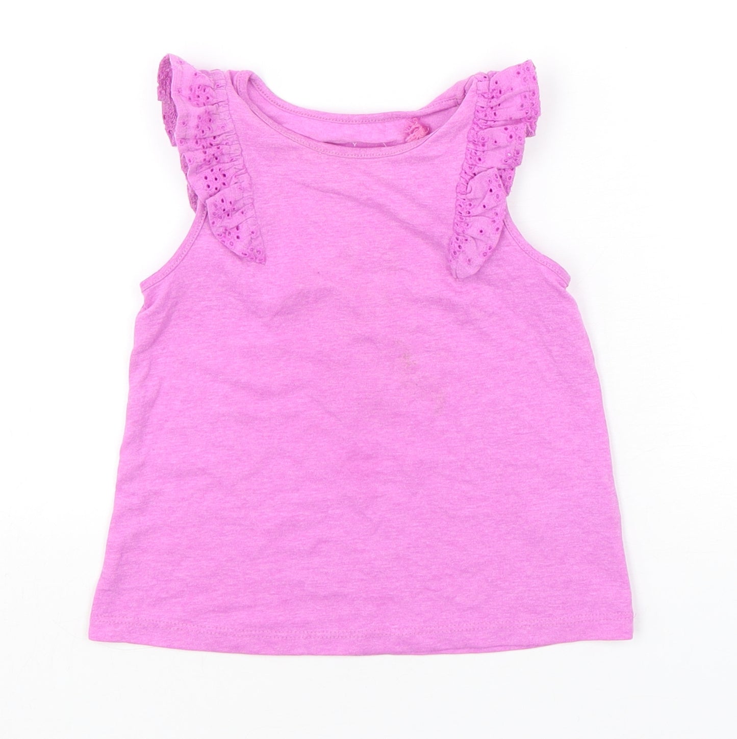 NEXT Girls Pink  Polyester Basic Tank Size 2-3 Years Round Neck