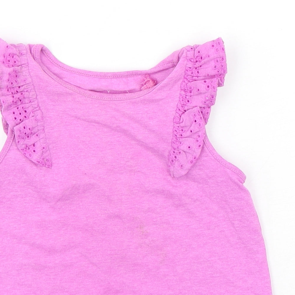NEXT Girls Pink  Polyester Basic Tank Size 2-3 Years Round Neck