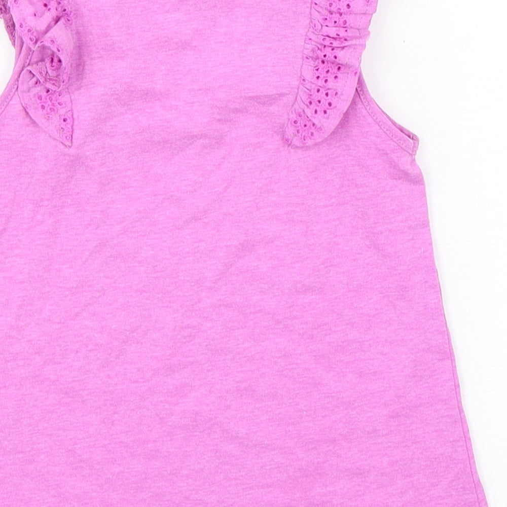 NEXT Girls Pink  Polyester Basic Tank Size 2-3 Years Round Neck