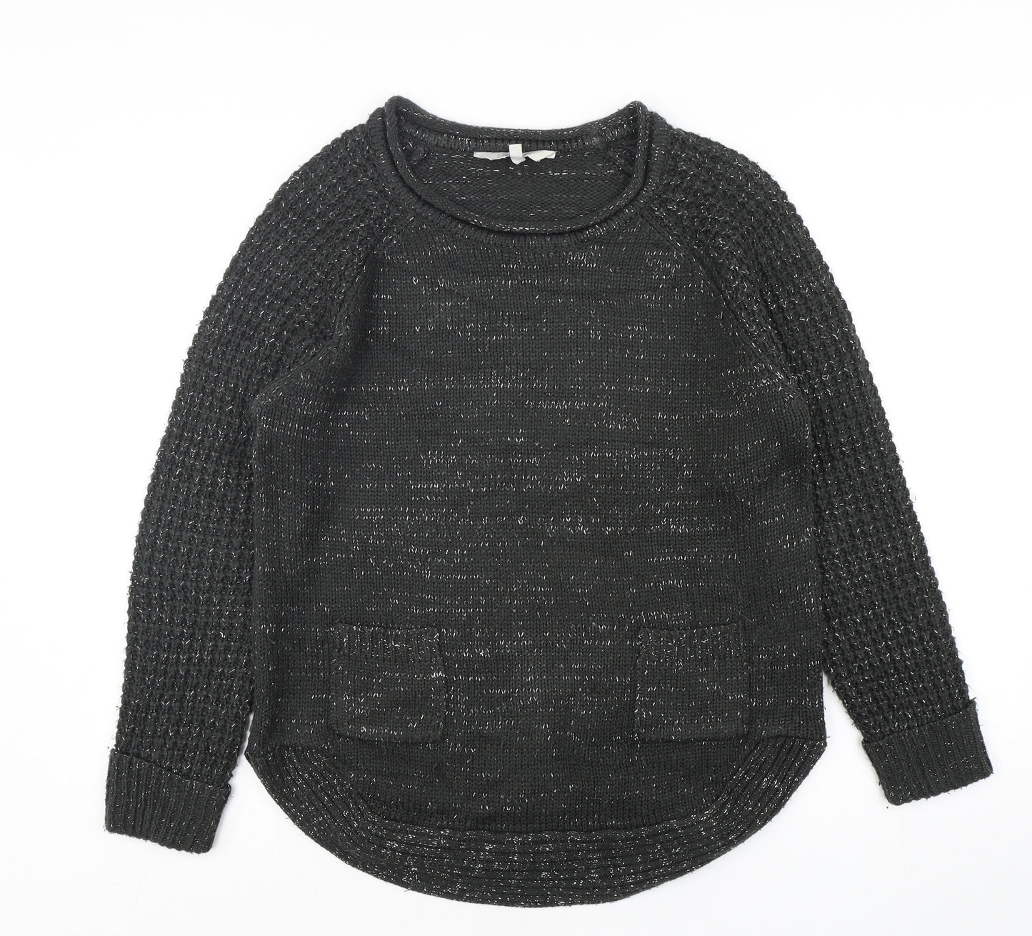 Peacocks Womens Grey Round Neck  Acrylic Pullover Jumper Size M