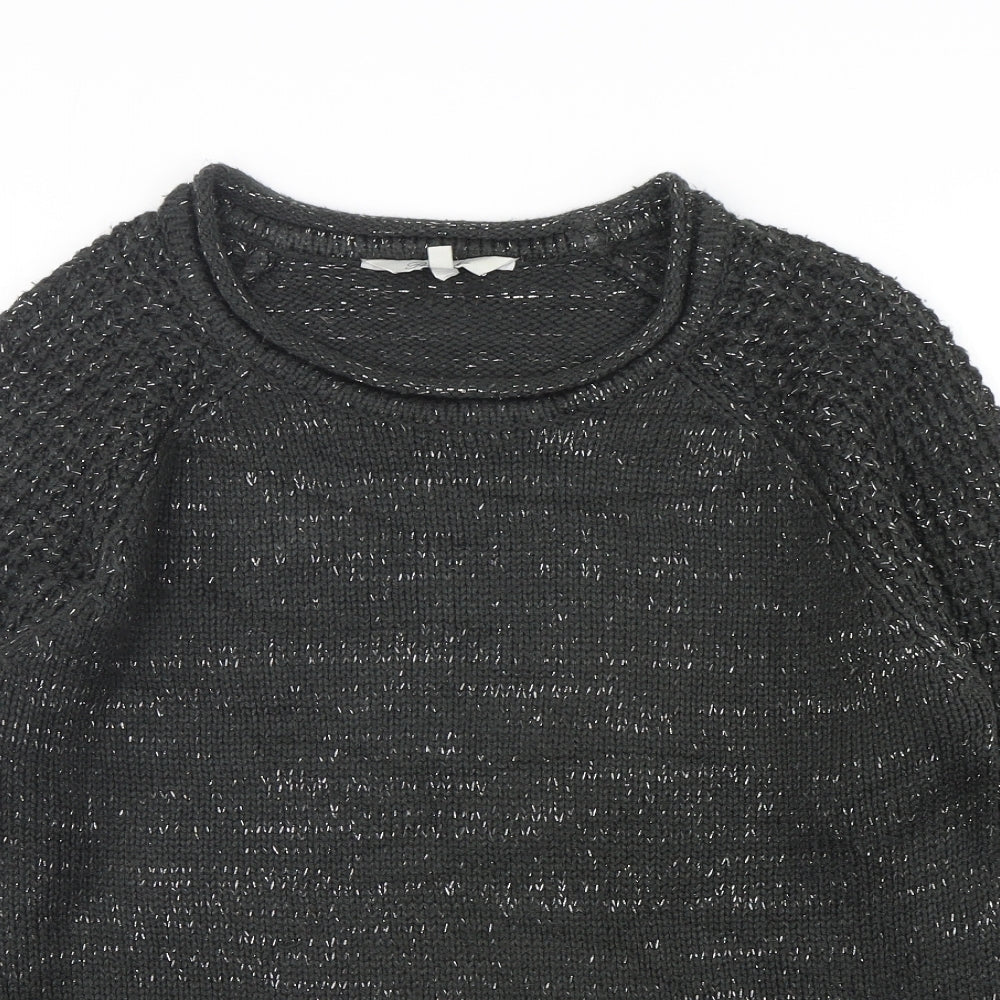 Peacocks Womens Grey Round Neck  Acrylic Pullover Jumper Size M