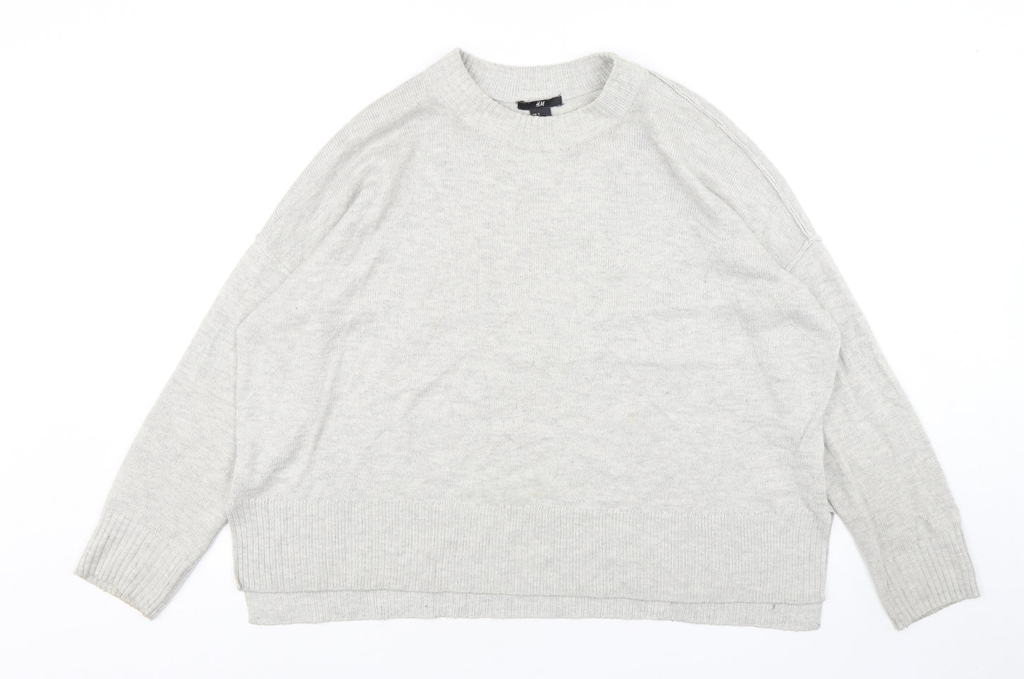 H&M Womens Grey Round Neck  Acrylic Pullover Jumper Size M