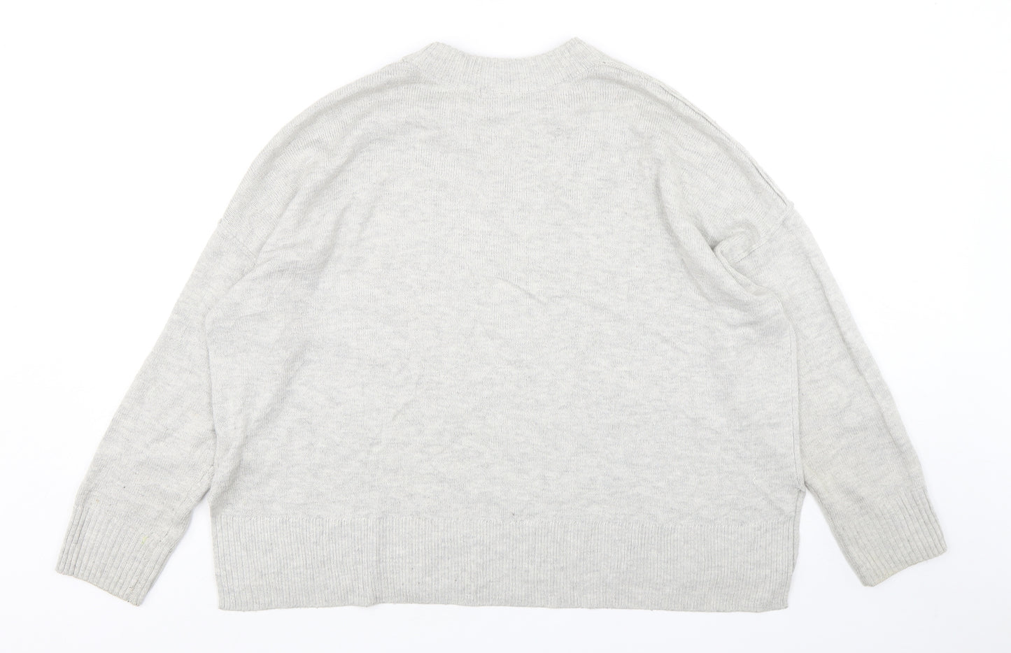 H&M Womens Grey Round Neck  Acrylic Pullover Jumper Size M