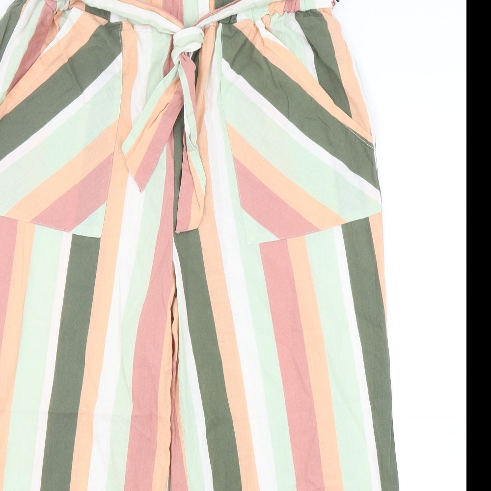 TU Womens Multicoloured Striped Cotton Trousers  Size 14 L26 in Regular