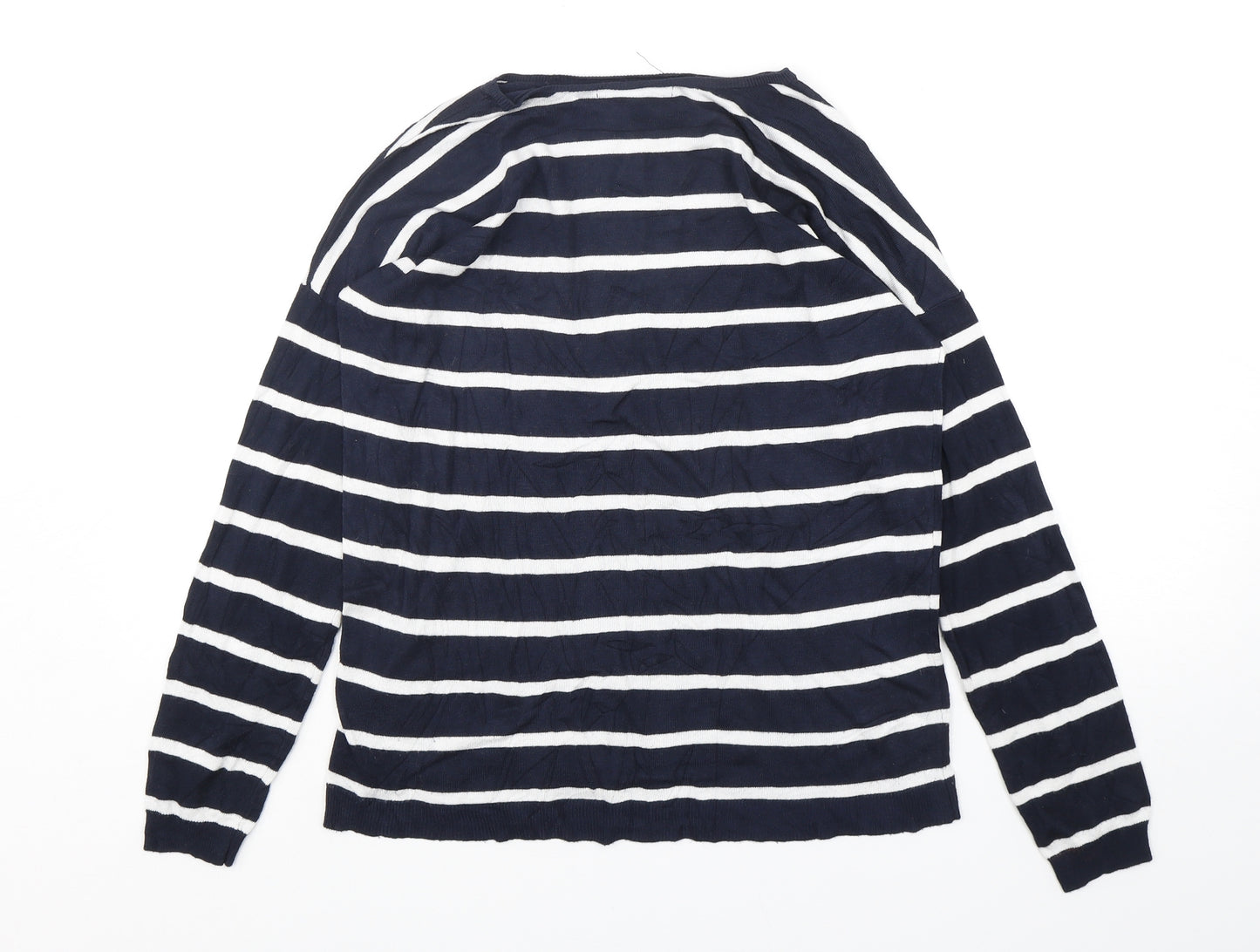 Atmosphere Womens Blue Round Neck Striped Viscose Pullover Jumper Size 12