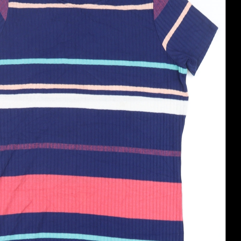 TU Womens Multicoloured Striped Polyester T-Shirt Dress  Size 16  Round Neck