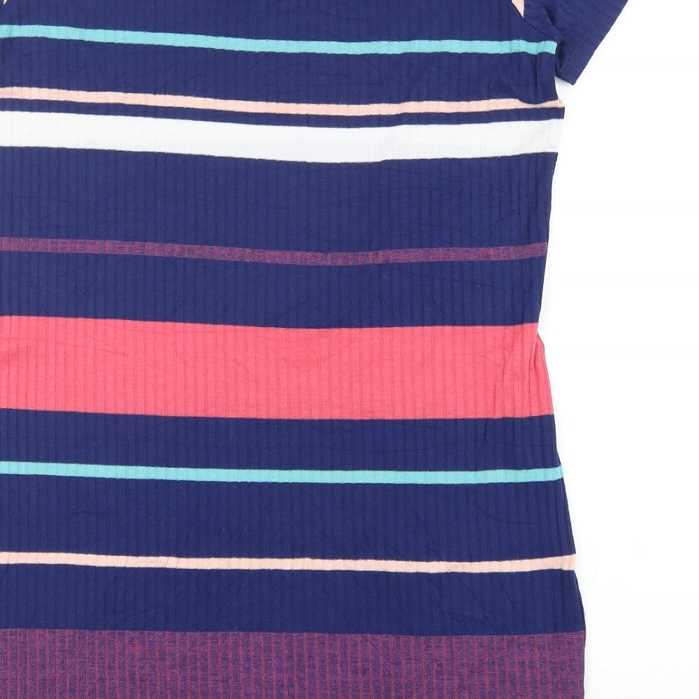 TU Womens Multicoloured Striped Polyester T-Shirt Dress  Size 16  Round Neck