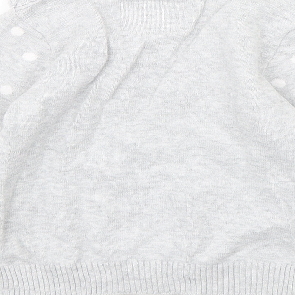 Primark Girls Grey Polka Dot Cotton Pullover Jumper Size 12-18 Months