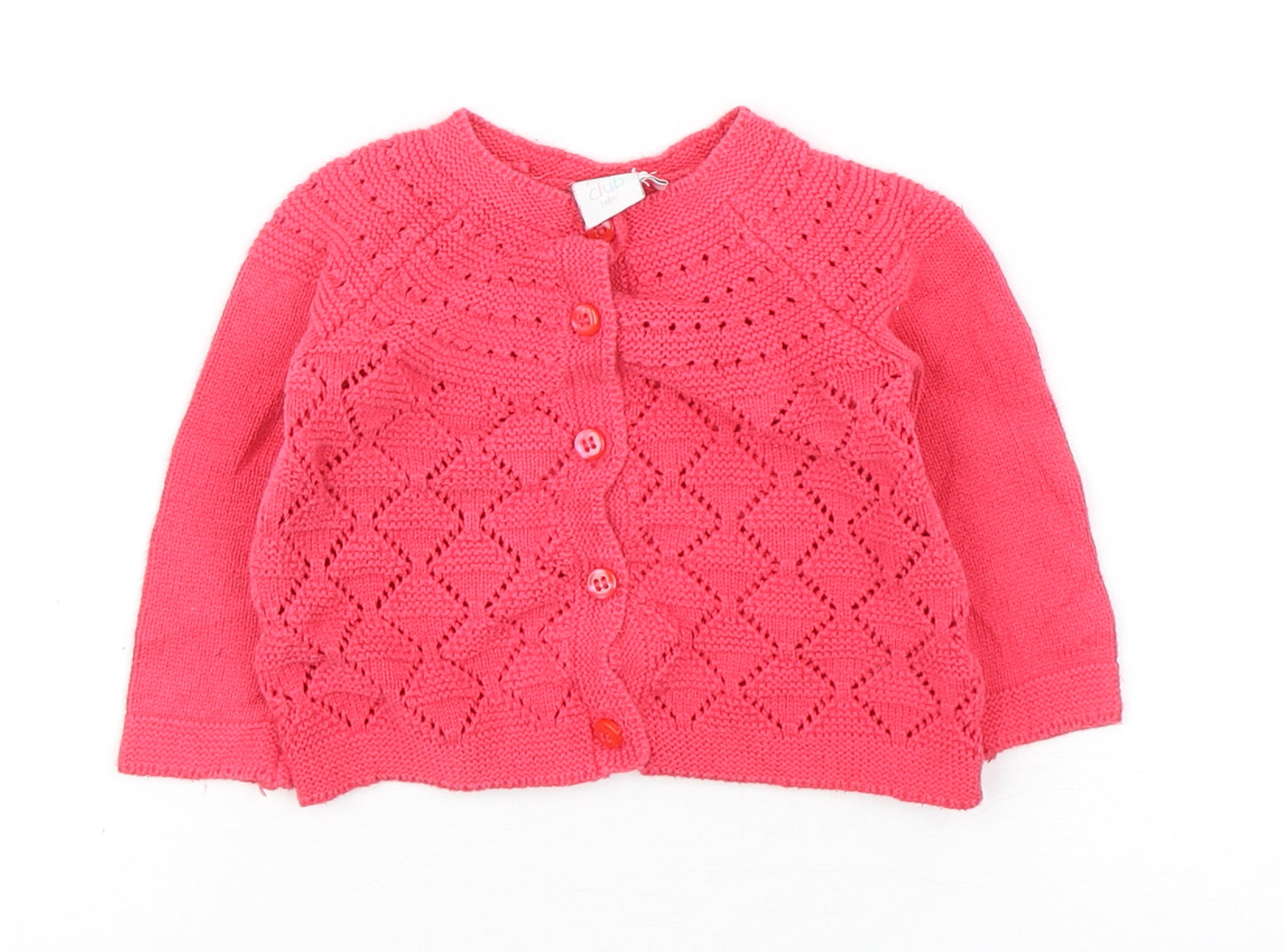 Mini Club Girls Pink  Cotton Cardigan Jumper Size 3-6 Months
