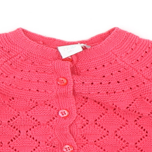 Mini Club Girls Pink  Cotton Cardigan Jumper Size 3-6 Months