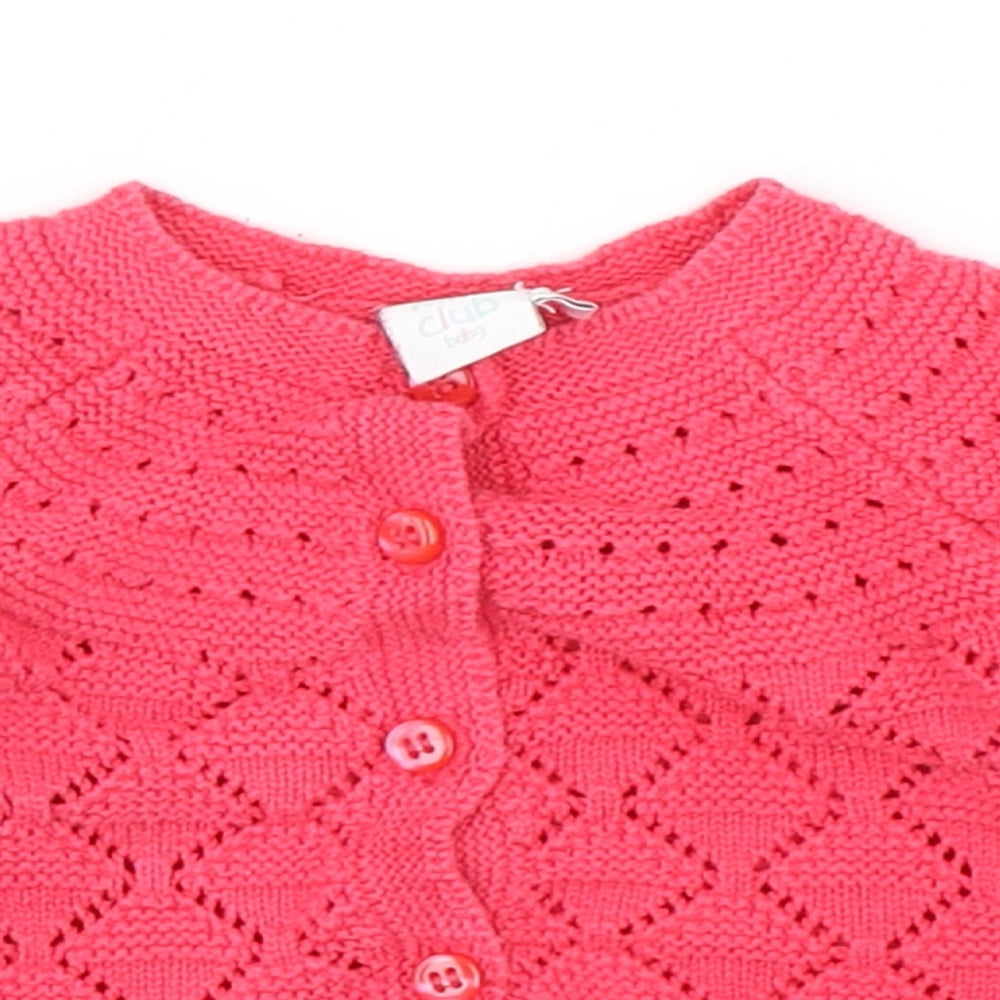 Mini Club Girls Pink  Cotton Cardigan Jumper Size 3-6 Months