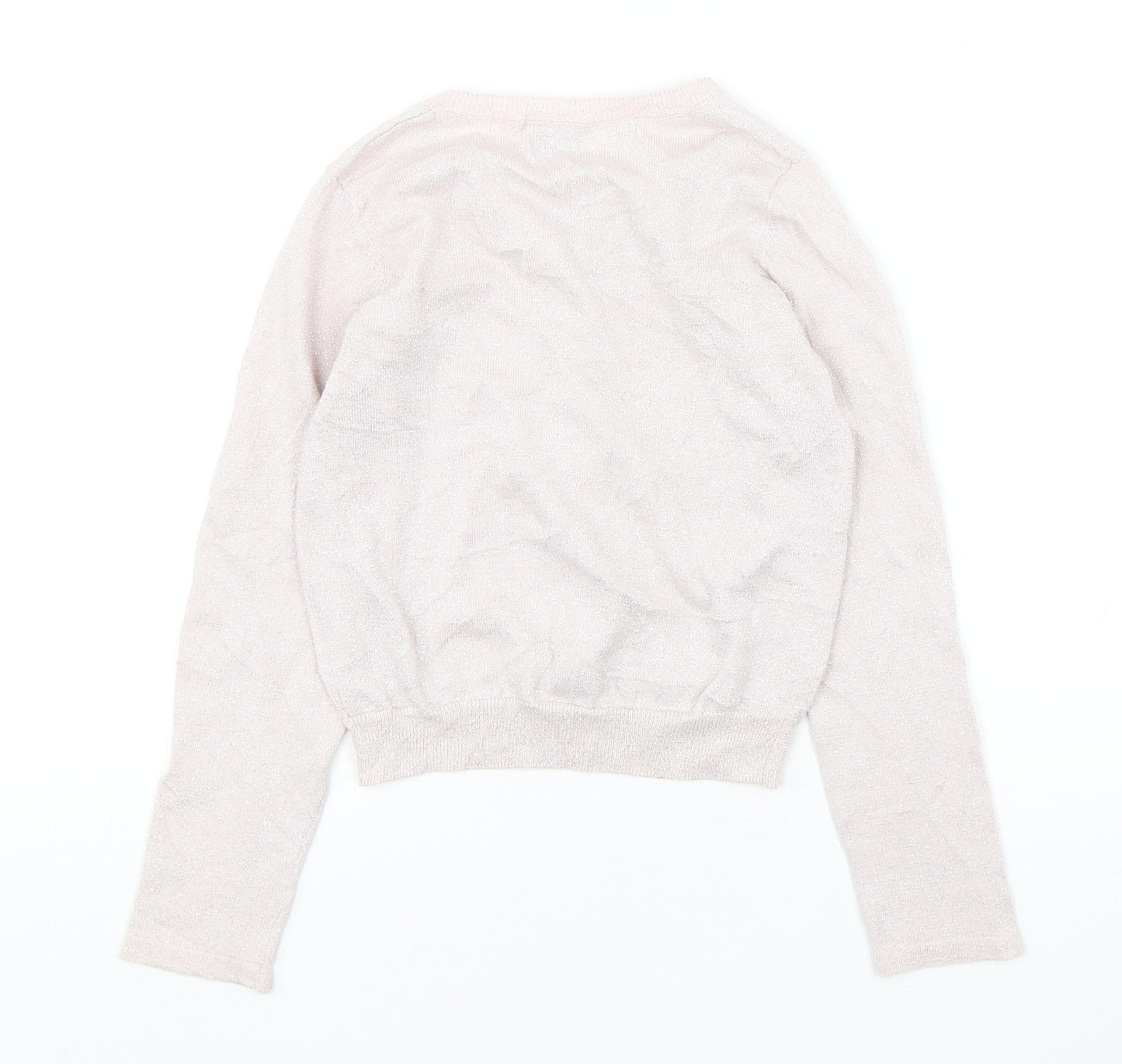 NEXT Girls Pink Round Neck  Cotton Cardigan Jumper Size 8 Years