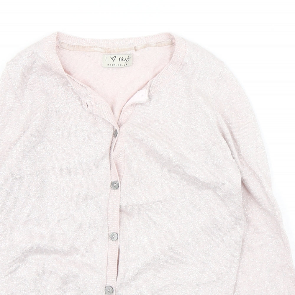 NEXT Girls Pink Round Neck  Cotton Cardigan Jumper Size 8 Years