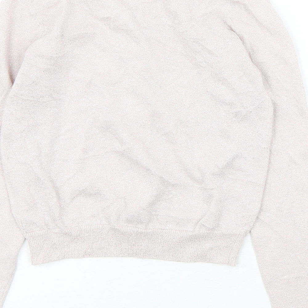 NEXT Girls Pink Round Neck  Cotton Cardigan Jumper Size 8 Years